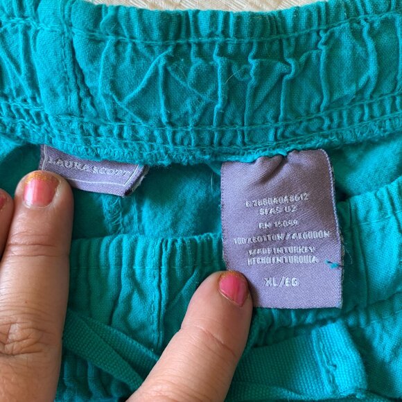 Laura Scott Pull On Capri Pants XL Turquoise Comfy Summer Beach Coastal Preppy - Picture 5 of 6